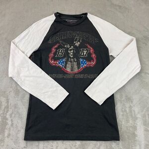 Denim & Supply Ralph Lauren Shirt Men XS Black Raglan‎ India Head 1967 Logo LS